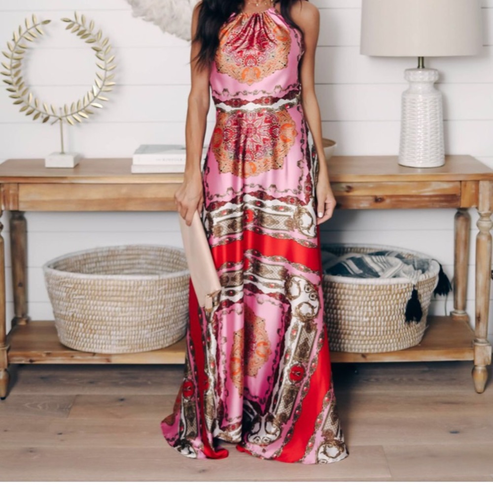 Vici Printed Halter Maxi Dress